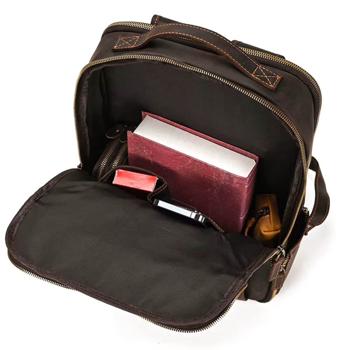 Mochila de Couro Genuíno Texas Notebook 15" Marrom
