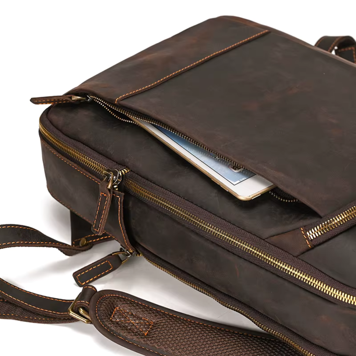 Mochila de Couro Genuíno Texas Notebook 15" Marrom