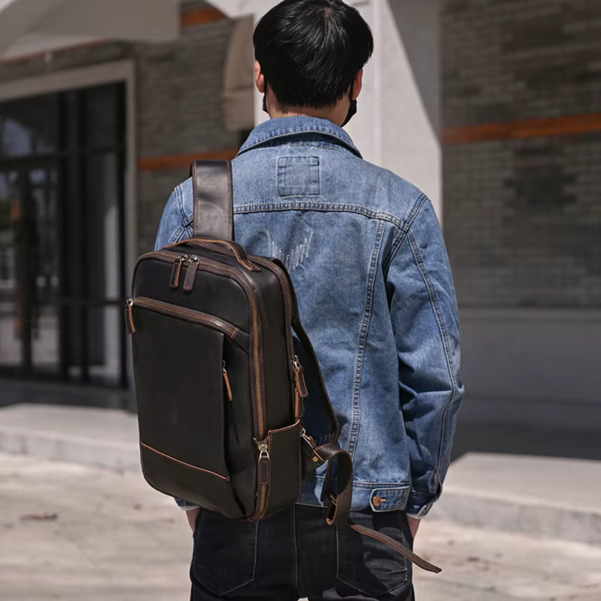 Mochila de Couro Genuíno Texas Notebook 15" Marrom