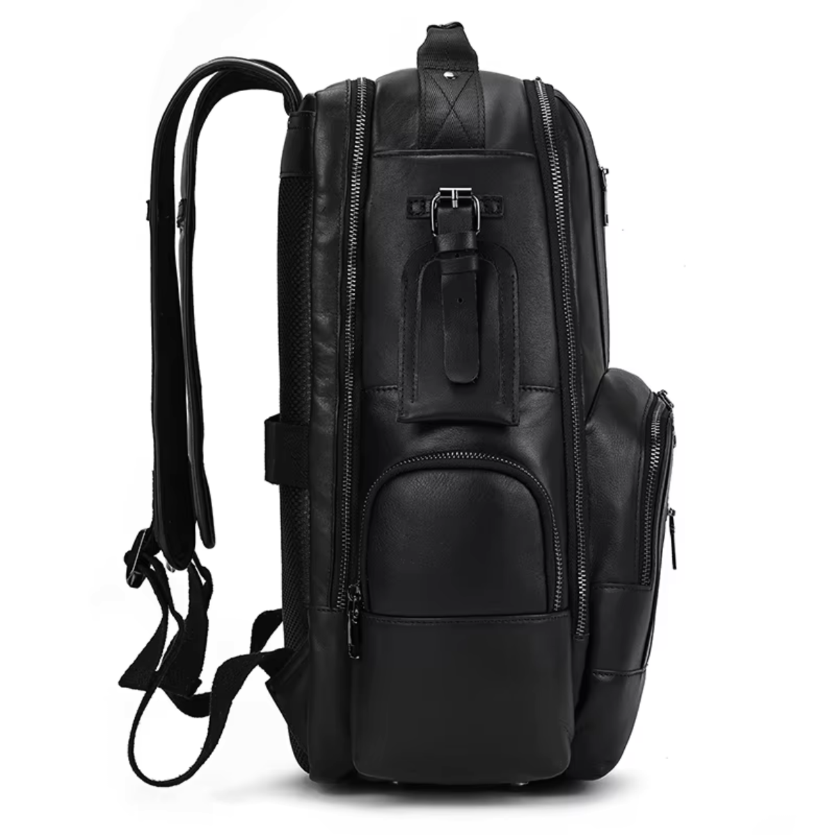Mochila de Couro Genuíno Luxo American Preta