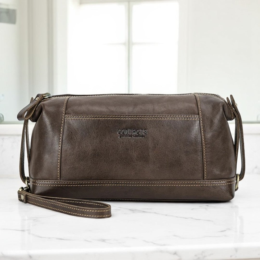 Nécessaire Masculina de Couro Genuíno Logan