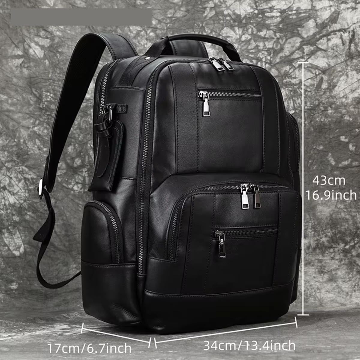 Mochila de Couro Genuíno Luxo American Preta