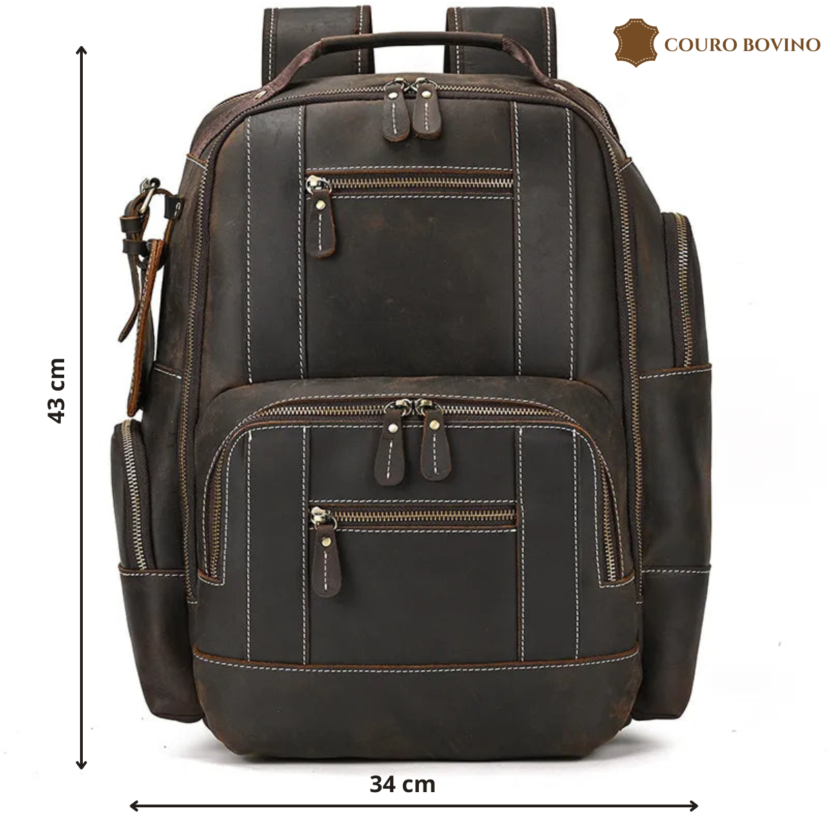 Mochila de Couro Genuíno Luxo American