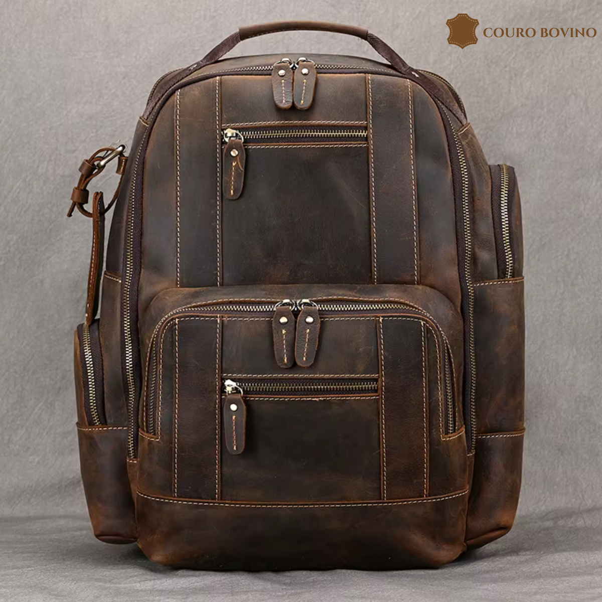 Mochila de Couro Genuíno Luxo American
