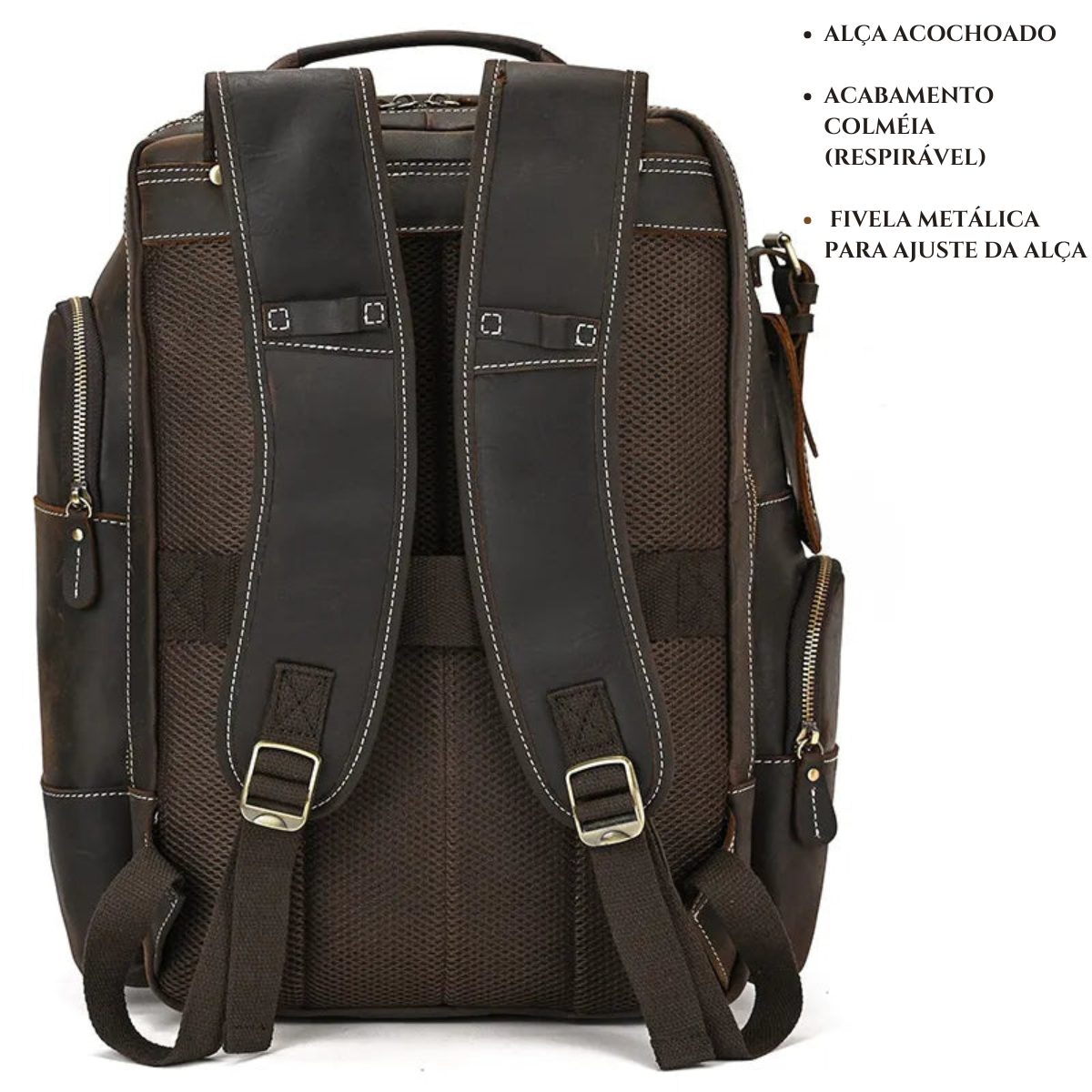 Mochila de Couro Genuíno Luxo American