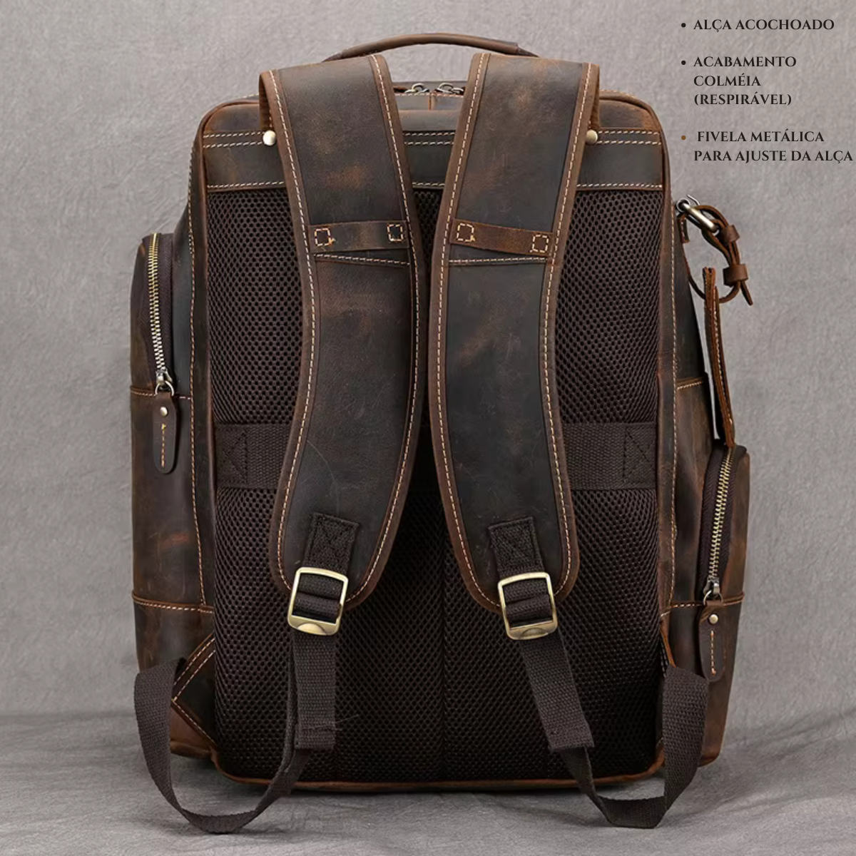 Mochila de Couro Genuíno Luxo American