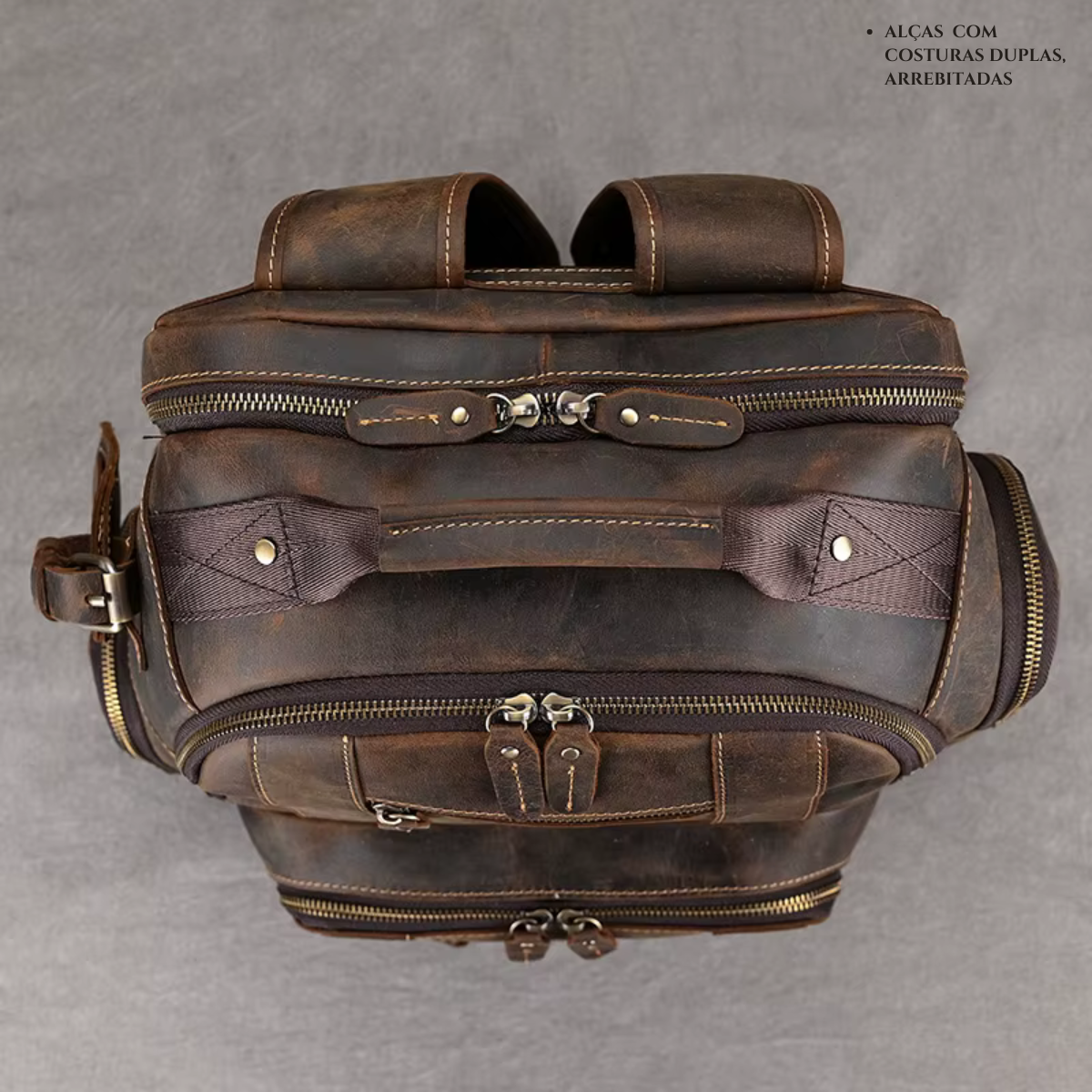 Mochila de Couro Genuíno Luxo American