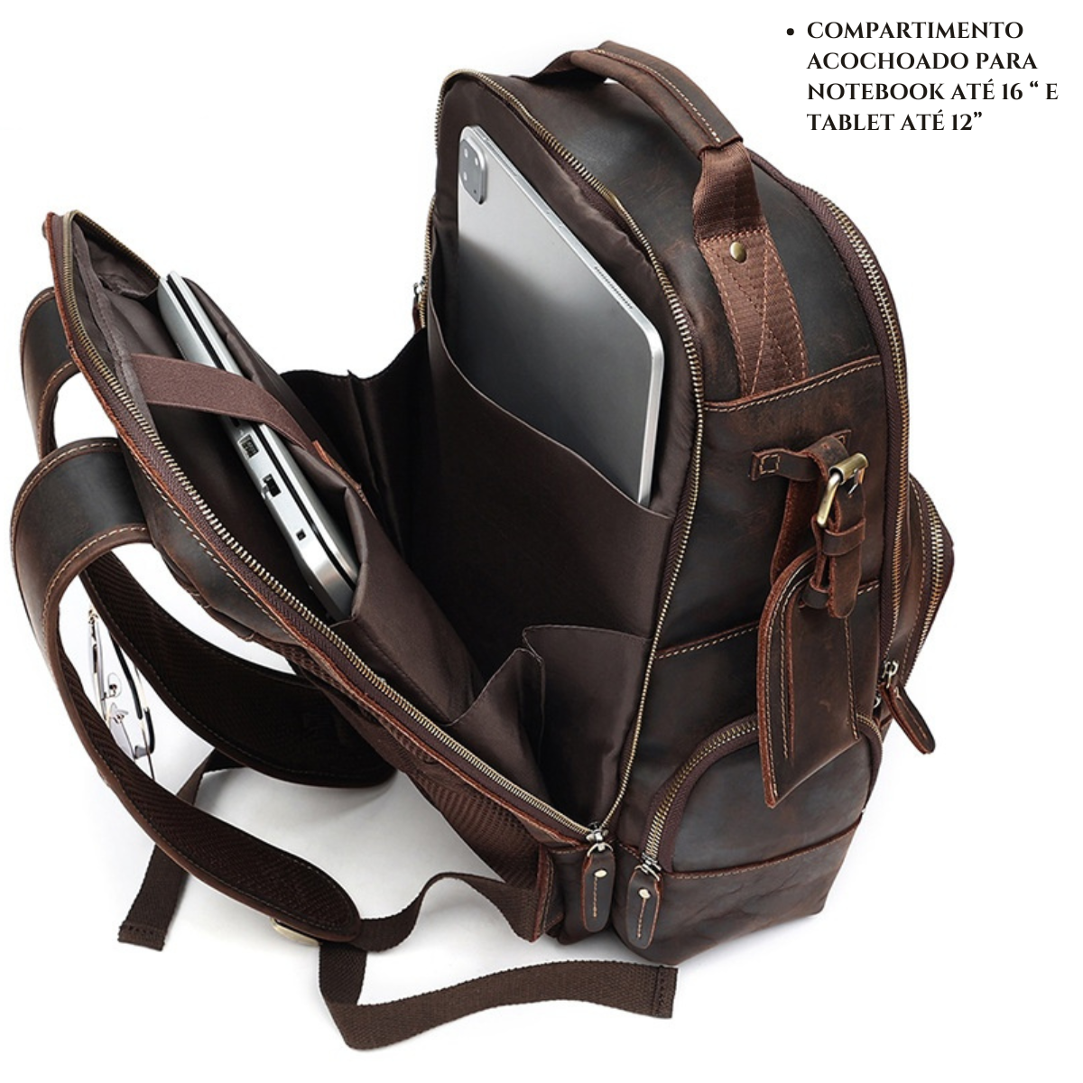 Mochila de Couro Genuíno Luxo American
