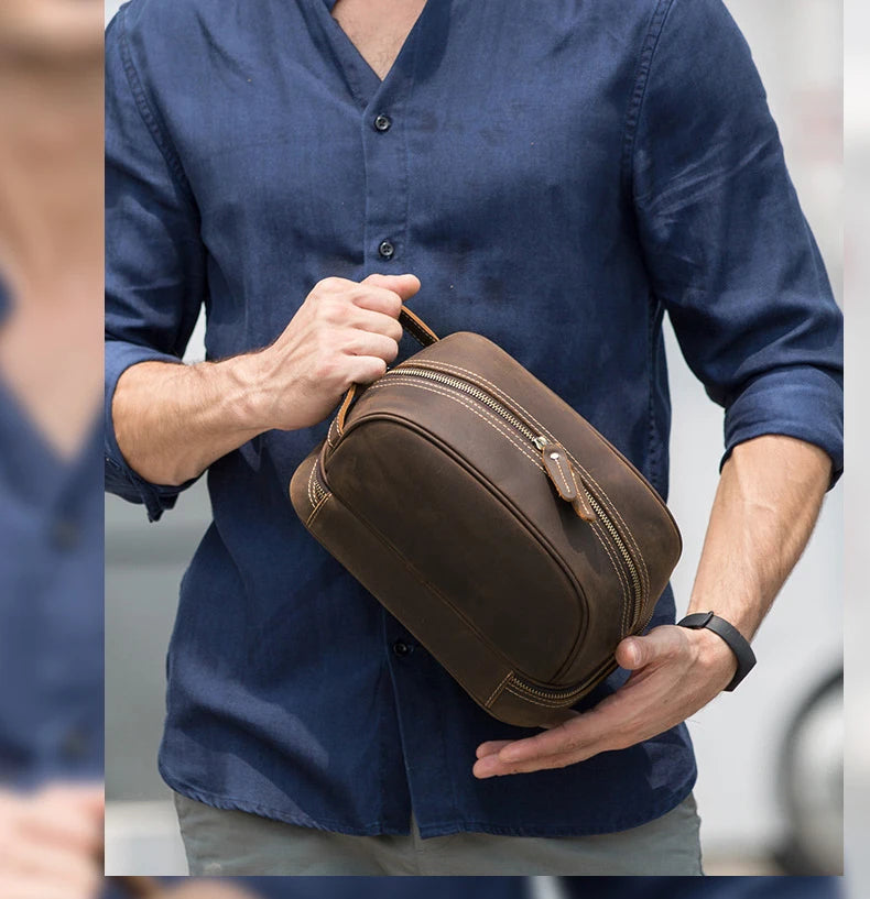 Nécessaire Masculina de Couro Genuíno Dallas
