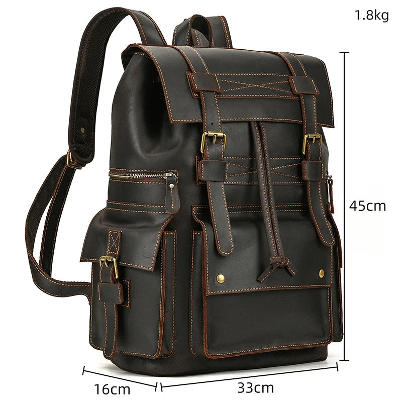 Mochila de Couro Genuíno Luxo Montana 17"