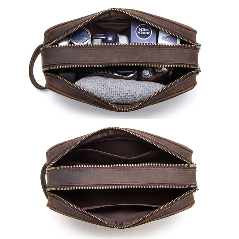 Nécessaire Masculina de Couro Genuíno American