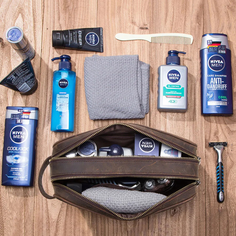 Nécessaire Masculina de Couro Genuíno American