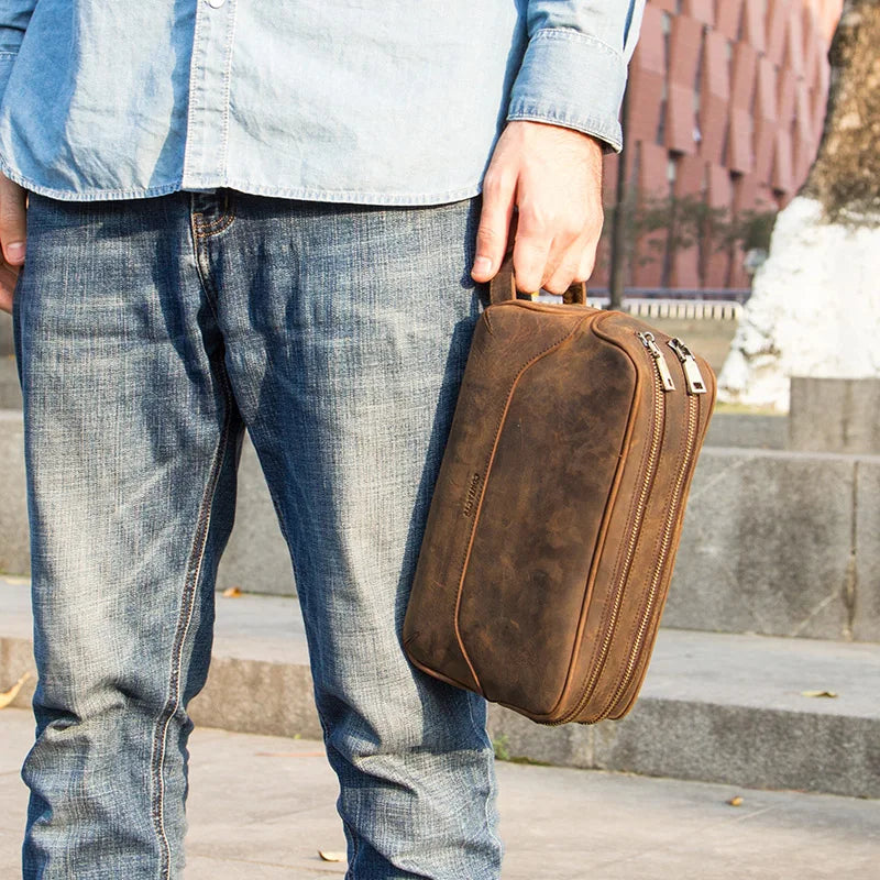 Nécessaire Masculina de Couro Genuíno American