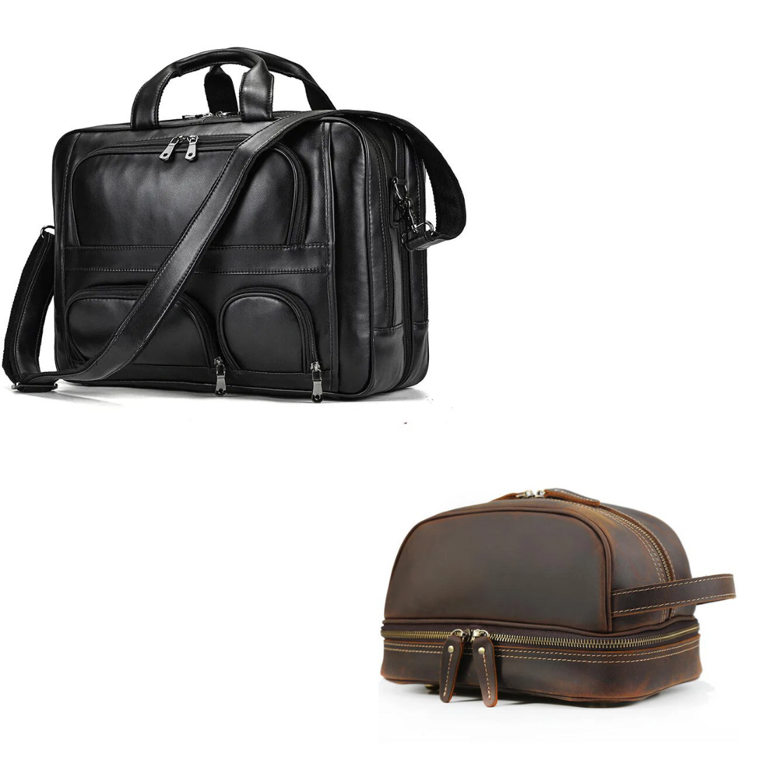 Kit Promocional: Maleta Executiva Madrid + Nécessaire de Couro Dallas