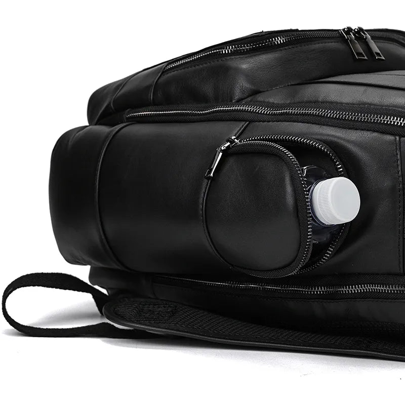 Mochila de Couro Genuíno Luxo American Preta