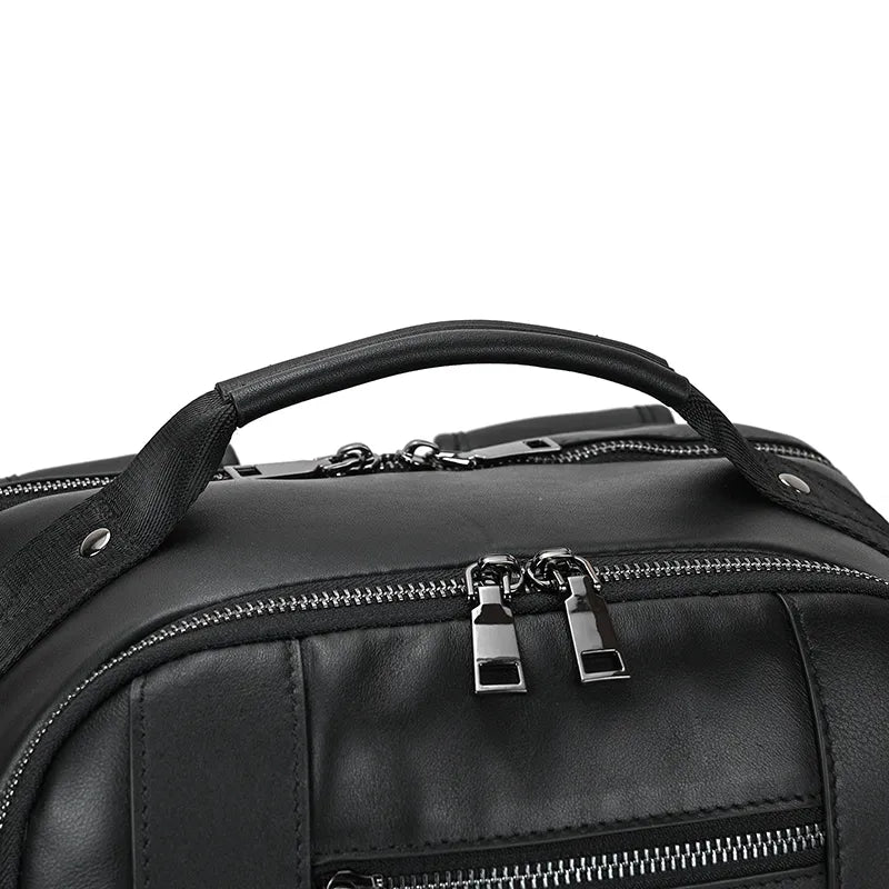 Mochila de Couro Genuíno Luxo American Preta