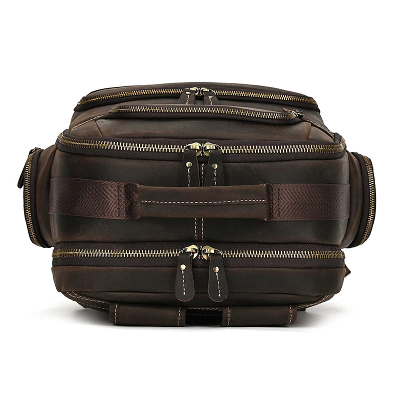 Mochila de Couro Legitimo para Notebook 17 pol com Conexão Usb Black Bull Marrom