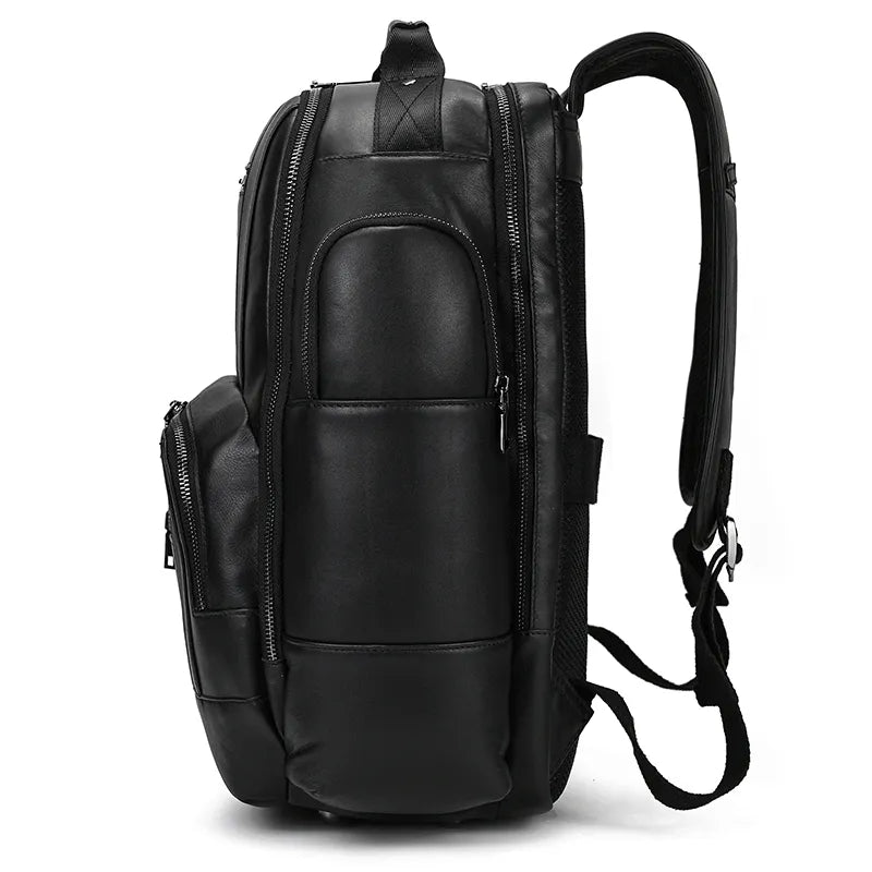 Mochila de Couro Genuíno Luxo American Preta