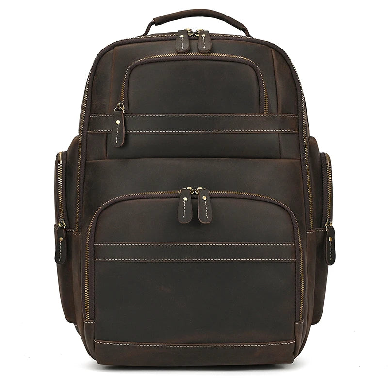 Mochila de Couro Legitimo para Notebook 17 pol com Conexão Usb Black Bull Marrom