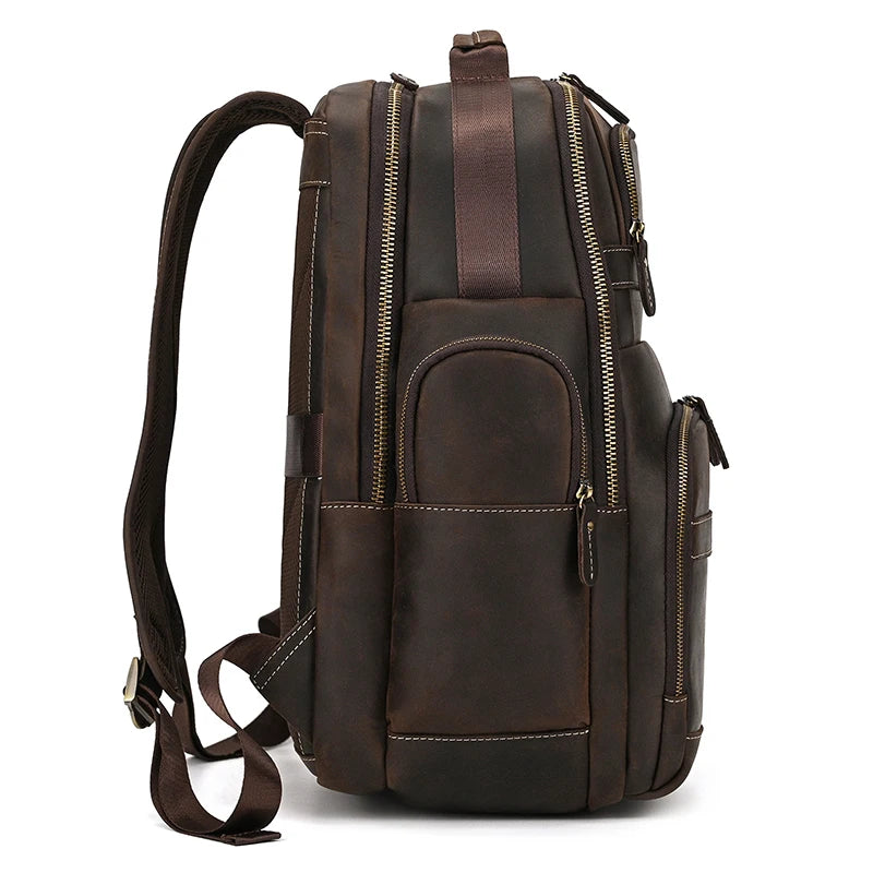Mochila de Couro Legitimo para Notebook 17 pol com Conexão Usb Black Bull Marrom