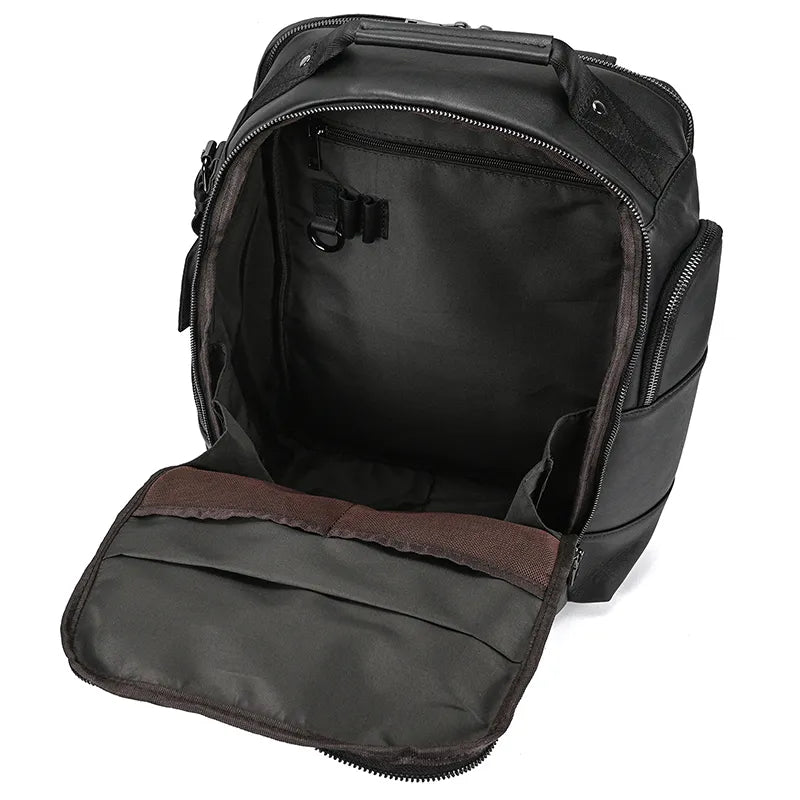Mochila de Couro Genuíno Luxo American Preta