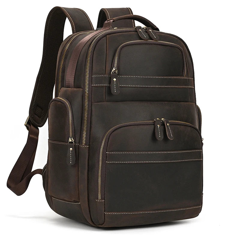 Mochila de Couro Legitimo para Notebook 17 pol com Conexão Usb Black Bull Marrom