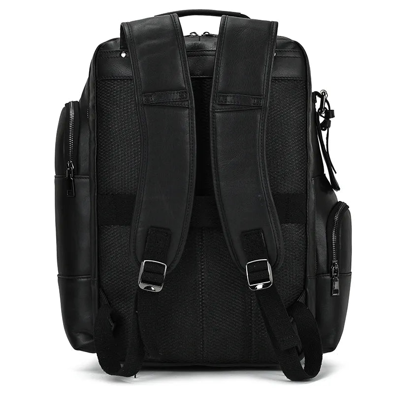 Mochila de Couro Genuíno Luxo American Preta