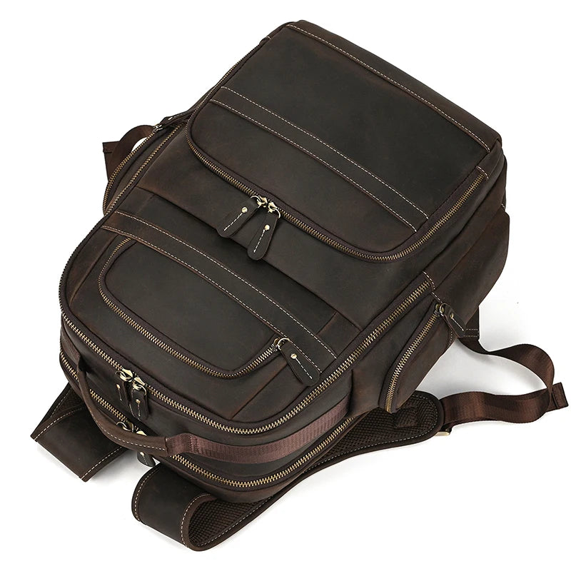 Mochila de Couro Legitimo para Notebook 17 pol com Conexão Usb Black Bull Marrom