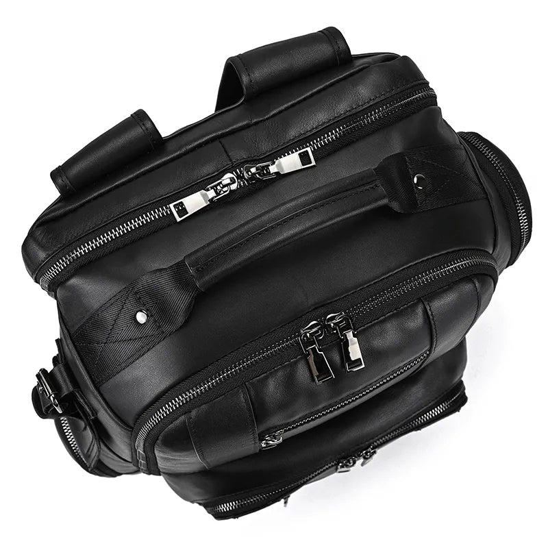 Mochila de Couro Genuíno Luxo American Preta