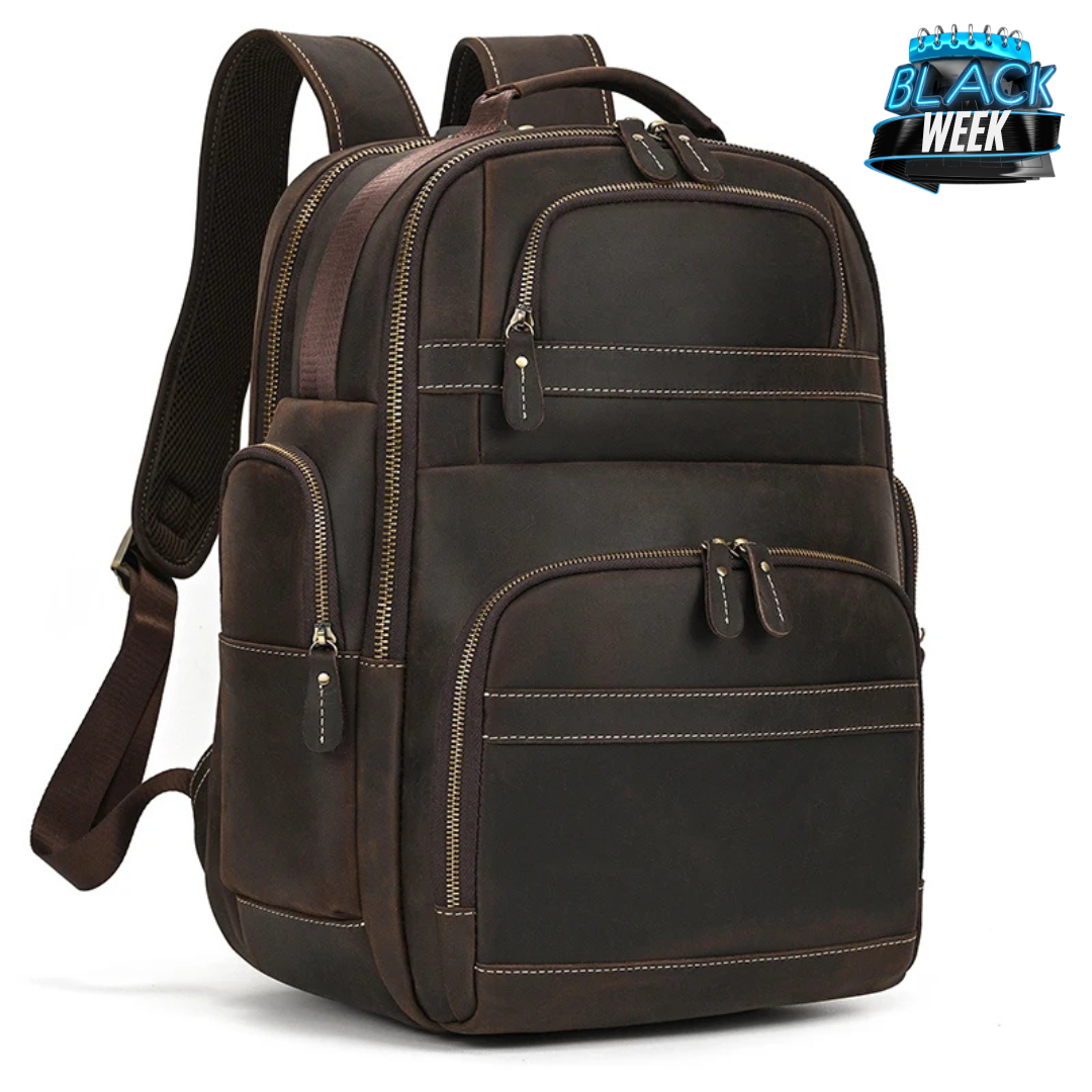 Mochila de Couro Legitimo para Notebook 17 pol com Conexão Usb Black Bull Marrom