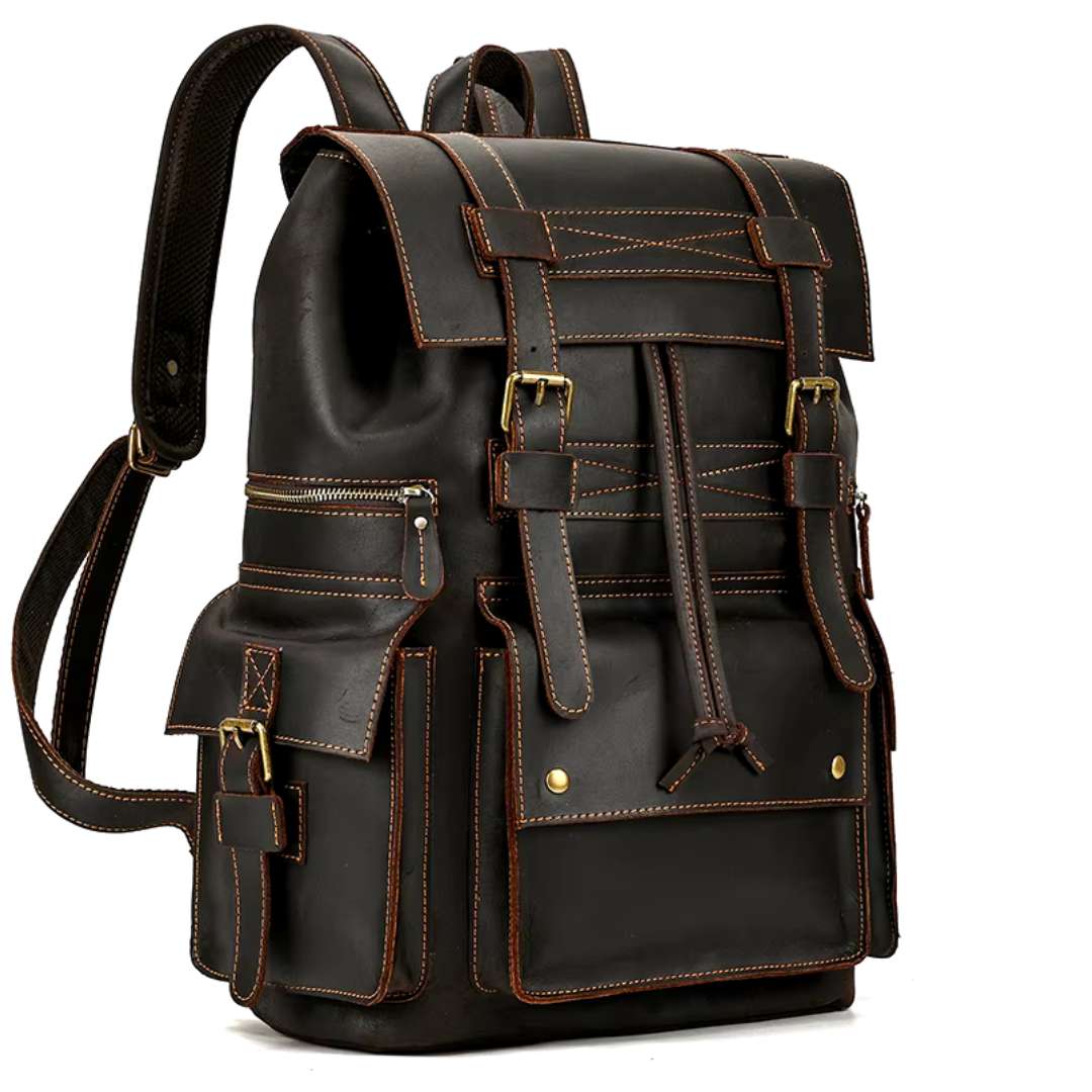 Mochila de Couro Genuíno Luxo Montana 17"