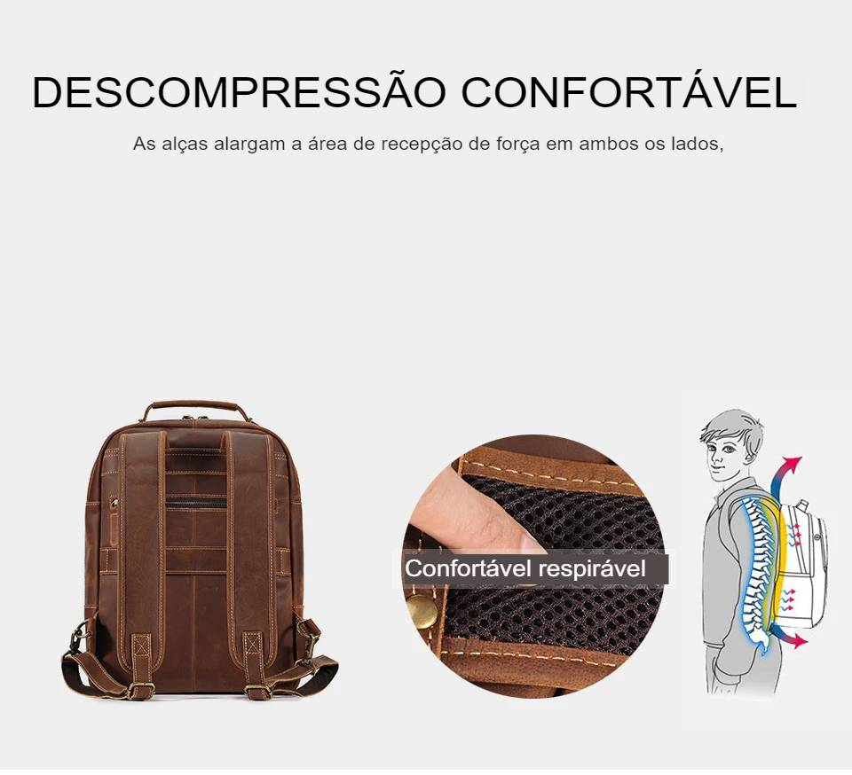 Mochila de Couro Legitimo para Notebook 15,6" Siena