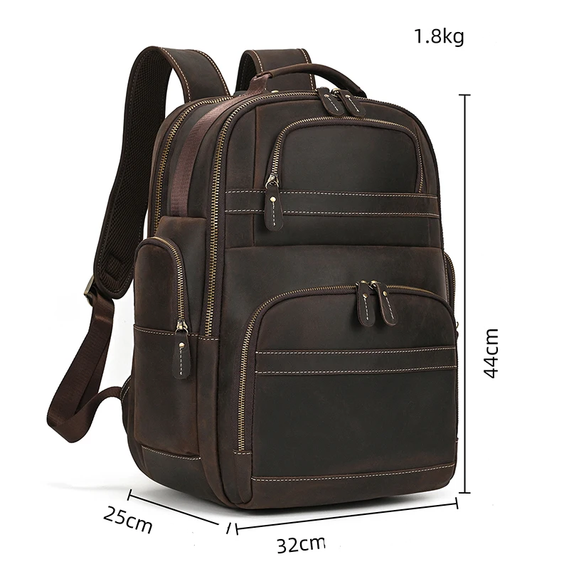 Mochila de Couro Legitimo para Notebook 17 pol com Conexão Usb Black Bull Marrom