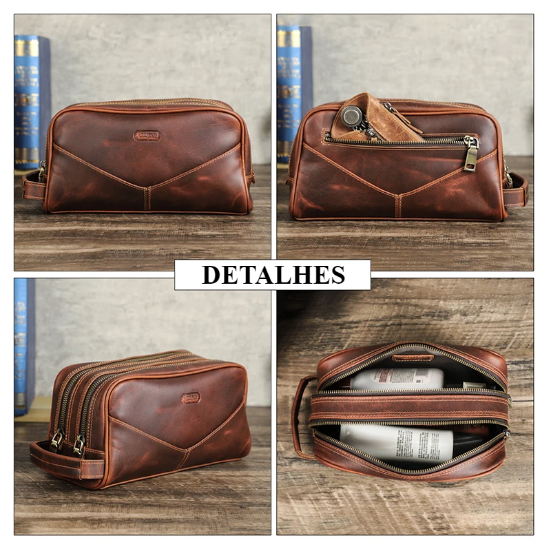Nécessaire Masculina de Couro Genuíno Milan