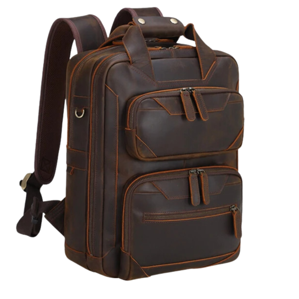 Mochila de Couro Genuíno Luxo Madrid