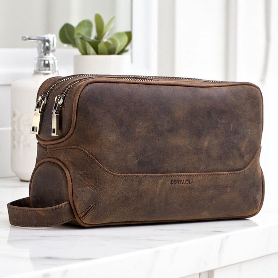 Nécessaire Masculina de Couro Genuíno American (Dia dos Pais)
