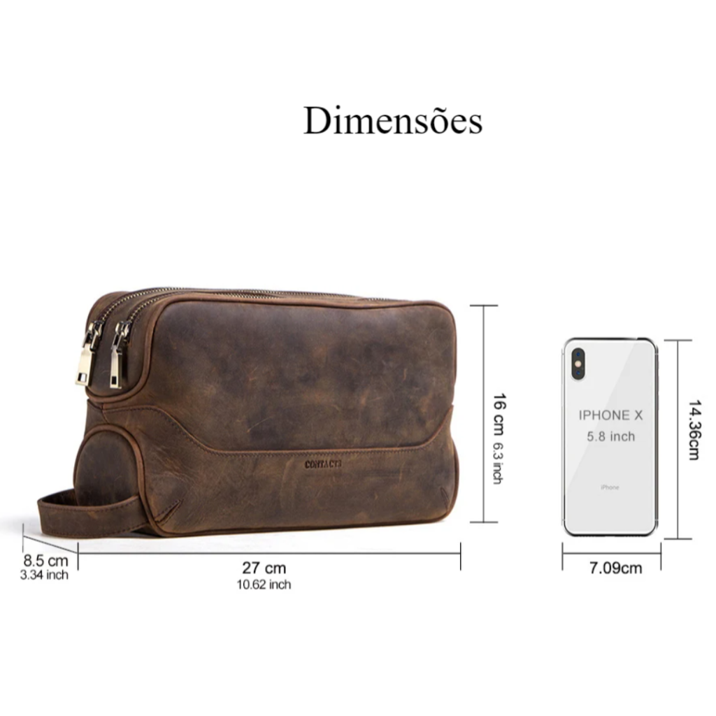 Nécessaire Masculina de Couro Genuíno American