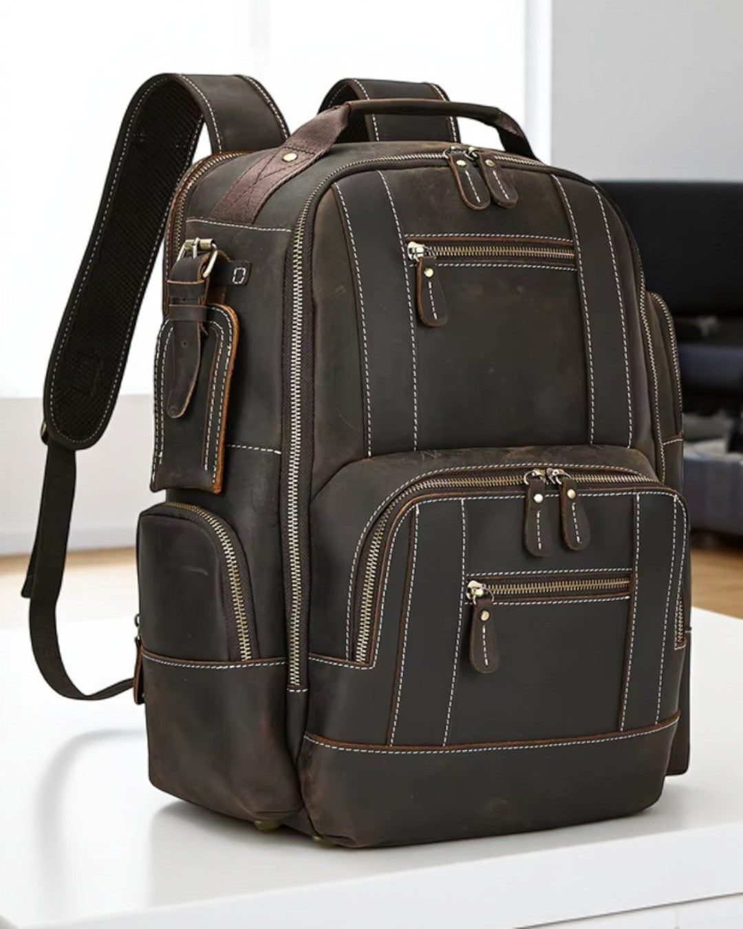 Mochila de Couro Genuíno Luxo American