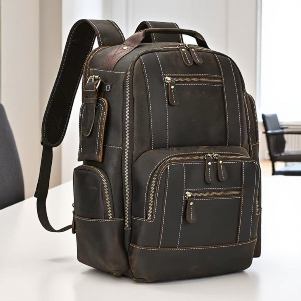 Mochila de Couro Genuíno Luxo American