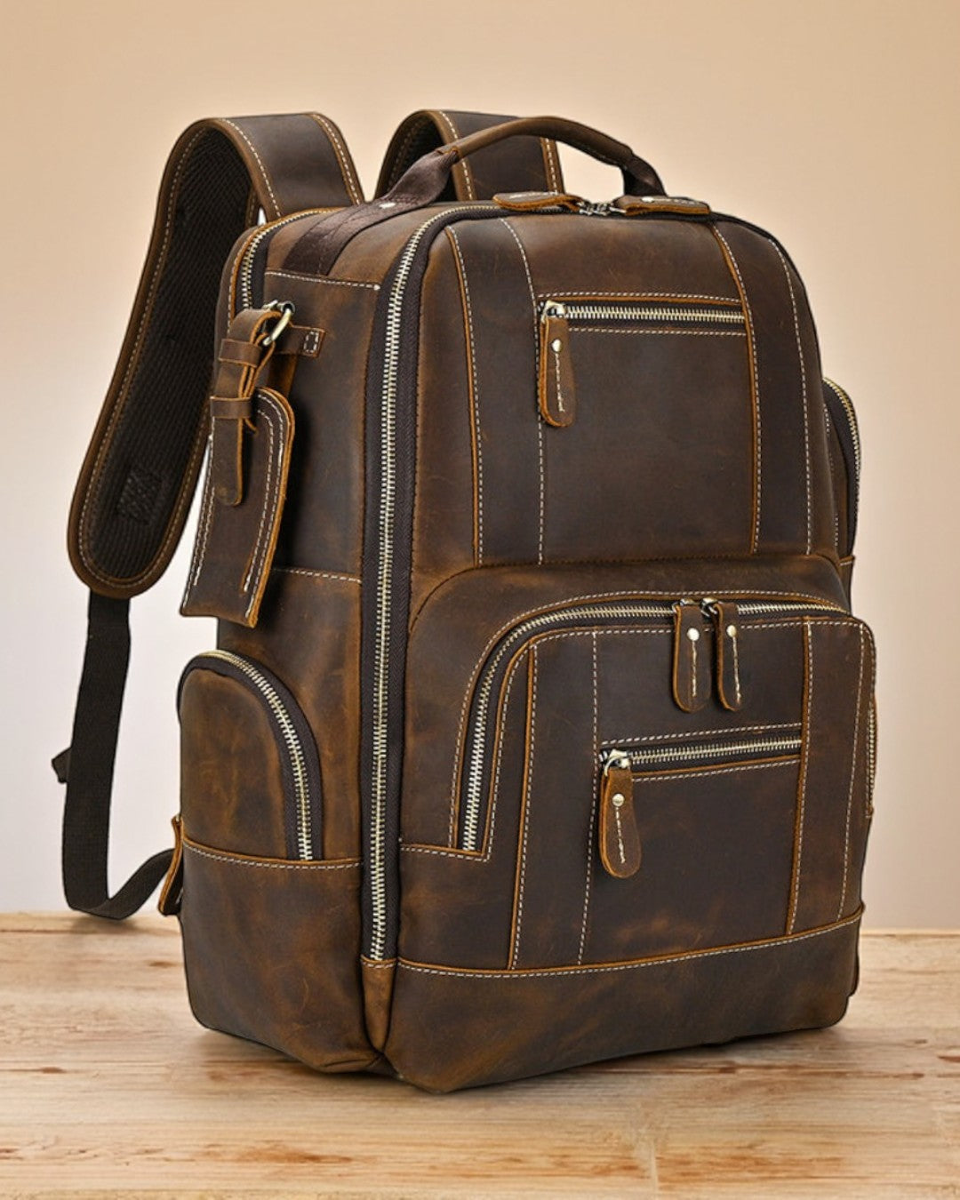 Mochila de Couro Genuíno Luxo American