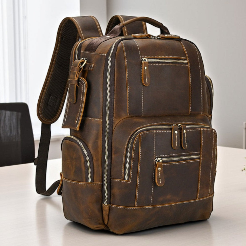 Mochila de Couro Genuíno Luxo American