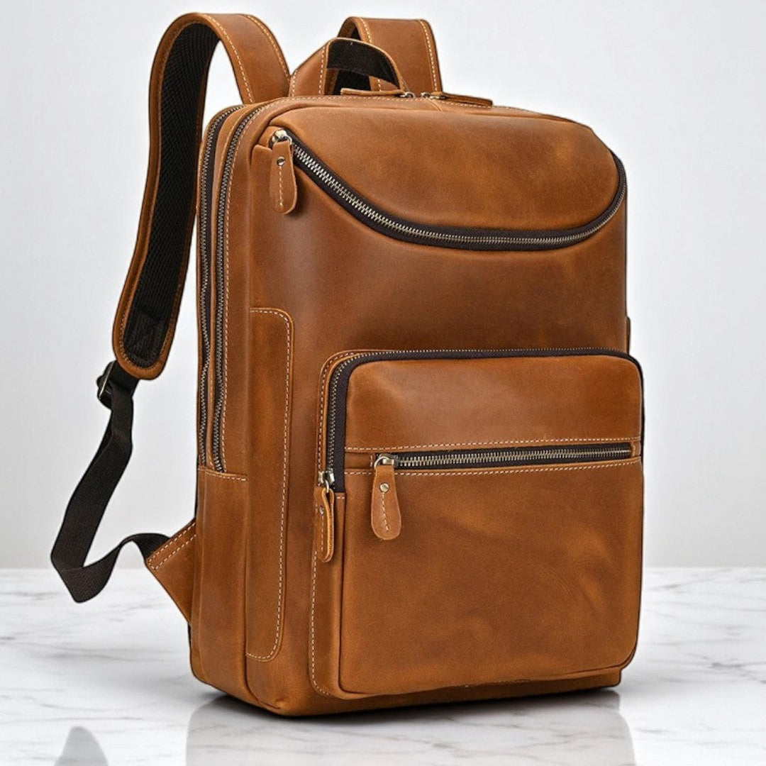 Mochila de Couro Genuíno Masculino Milan