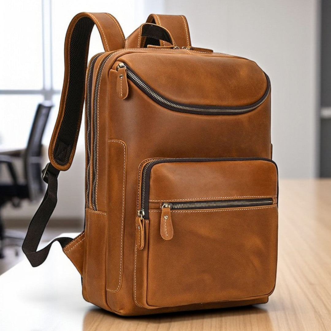 Mochila de Couro Genuíno Masculino Milan