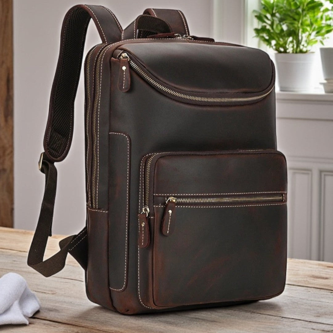 Mochila de Couro Genuíno Masculino Milan