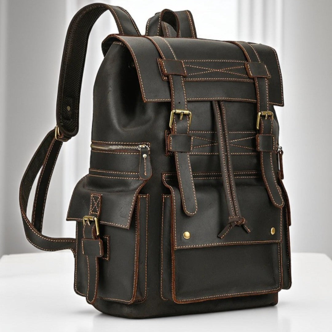 Mochila de Couro Genuíno Luxo Montana 17"