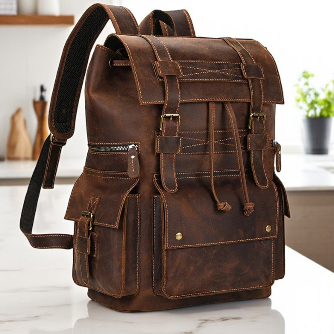 Mochila de Couro Genuíno Luxo Montana 17"