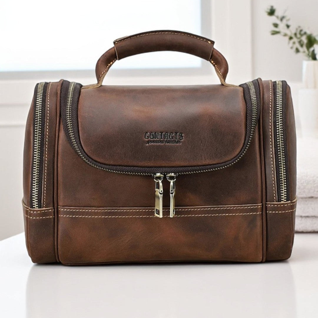 Nécessaire Masculina de Couro Genuíno Luxo Texas
