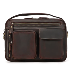 Bolsa Masculina Tiracolo de Couro Genuíno Bergamo