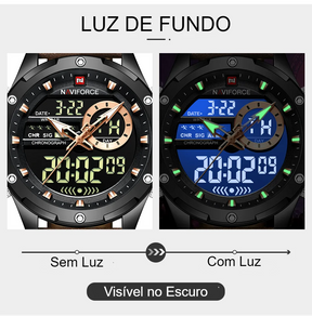 Relógio Masculino com Pulseira de Couro American