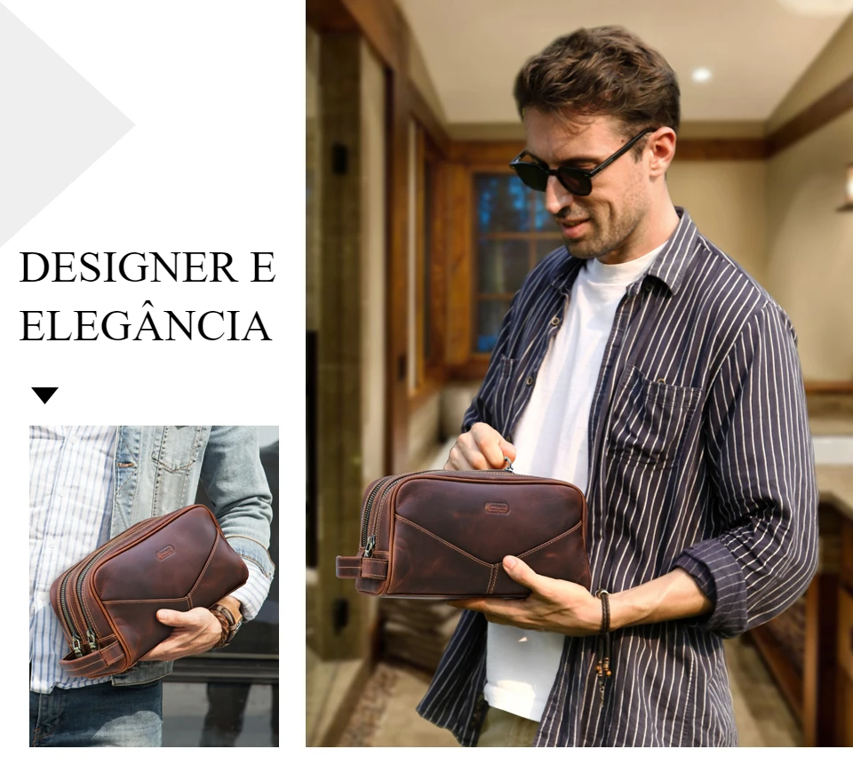 Nécessaire Masculina de Couro Genuíno Milan